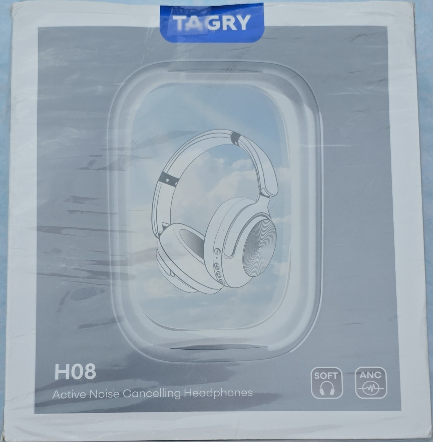 TAGRY H08 Noise Cancelling Headphones, 40mm Driver, Fast Charge, White