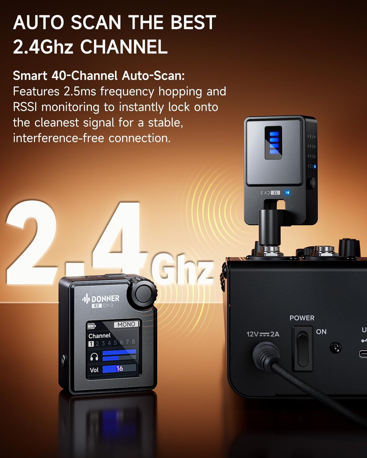 Wireless in Ear Monitor System, Stereo IEM System with Transmitter, Beltpack Col