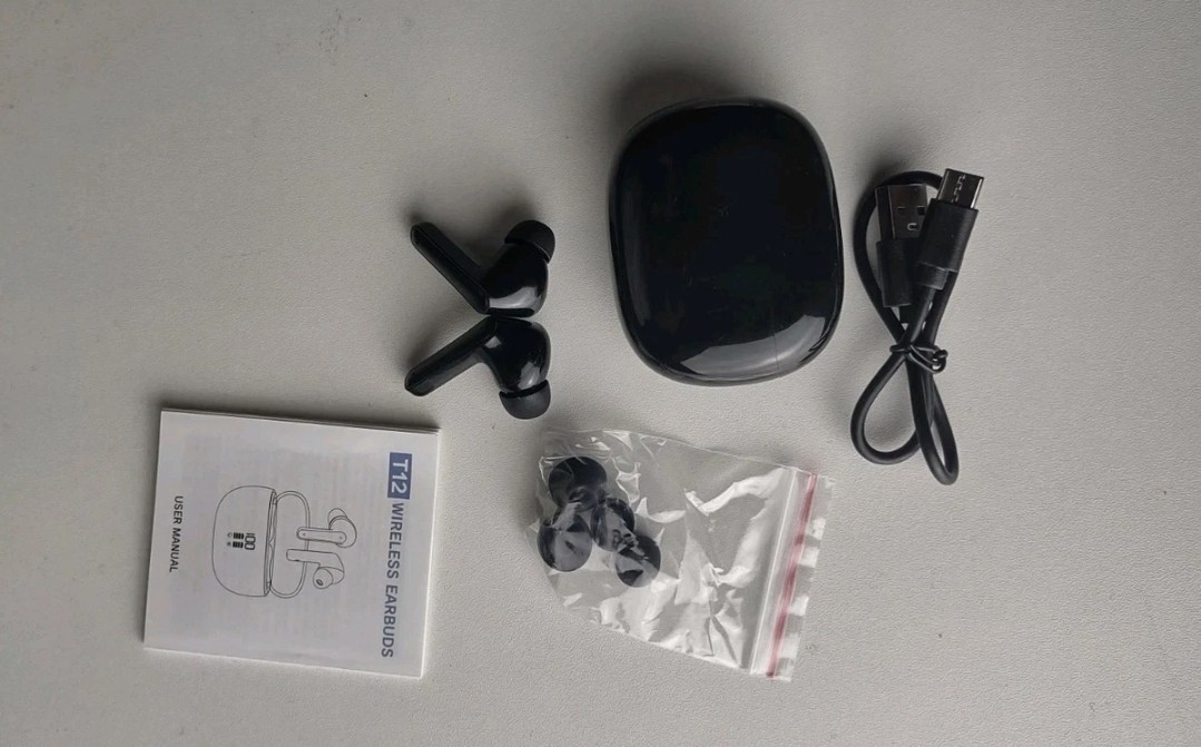T12 True Wireless Bluetooth Earbuds In-Ear Stereo HIFI Headphones w/ LED Case
