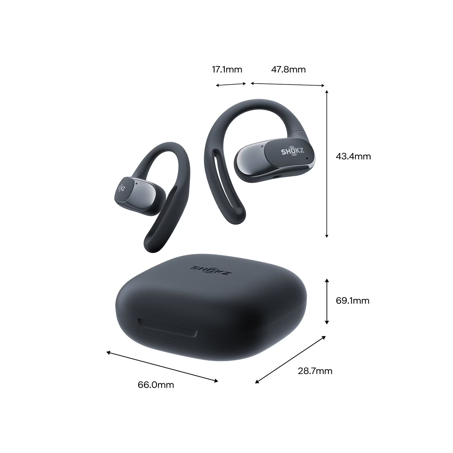 Shokz OpenFit Air Open-Ear True Wireless Earbuds, Black, Lightweight Sporty