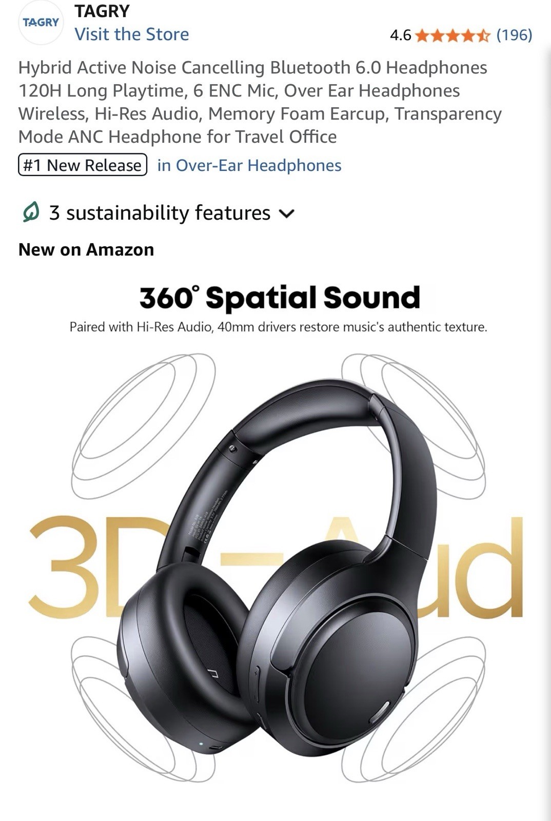 Hybrid Active Noise Cancelling Bluetooth 6.0 Headphones 120H Long Playtime