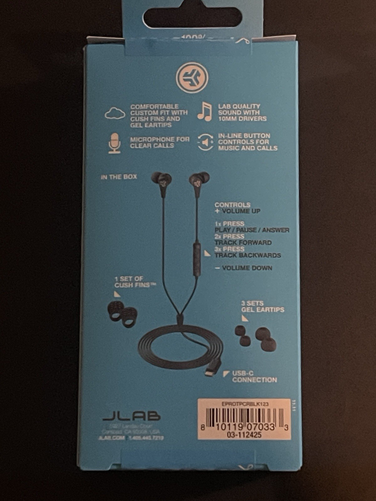 JLab Audio J Buds Pro USB-C Wired Earbuds Black Brand New In Box Set of 2 NIB