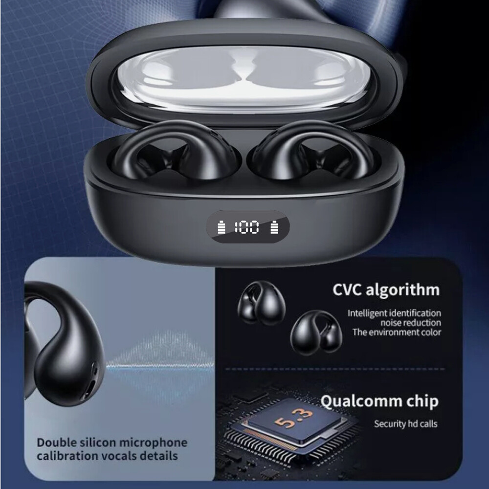 Wireless Earbuds Ear Clip Bluetooth 5.3 Headphone Sport Headset Bone Conduction