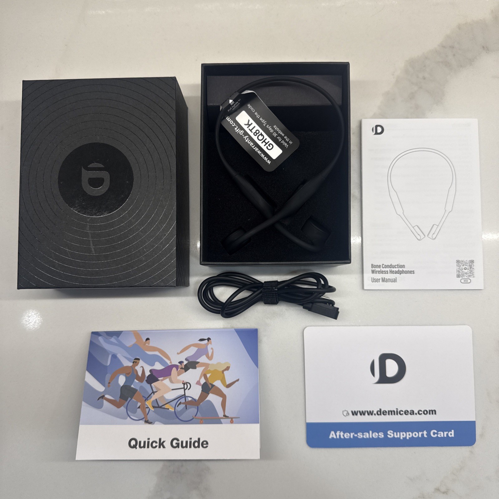 Demicea Black Bone Conduction Waterproof Headphones Model X13 – Fast Shipping