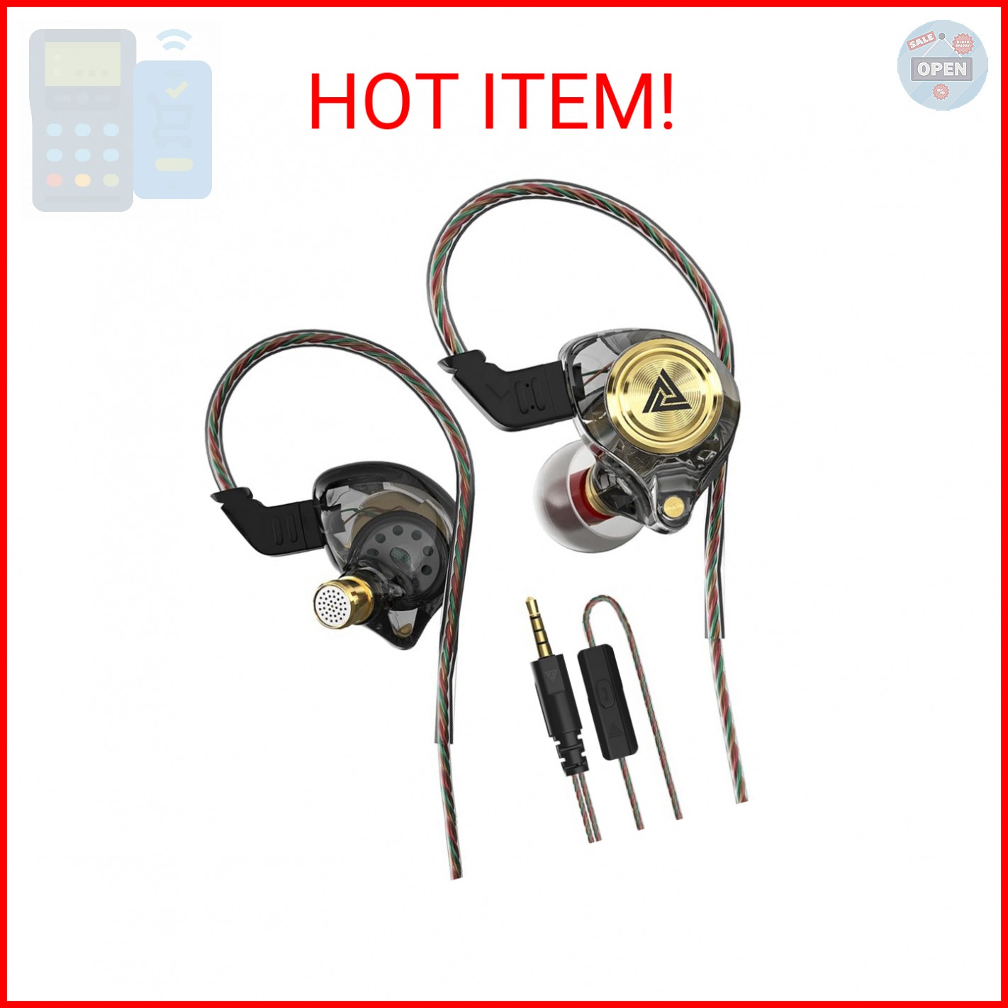 Yeabomy Wired Gaming Earbuds, Ak3file in Ear Monitors, Deep Bass Sound Wired Ear