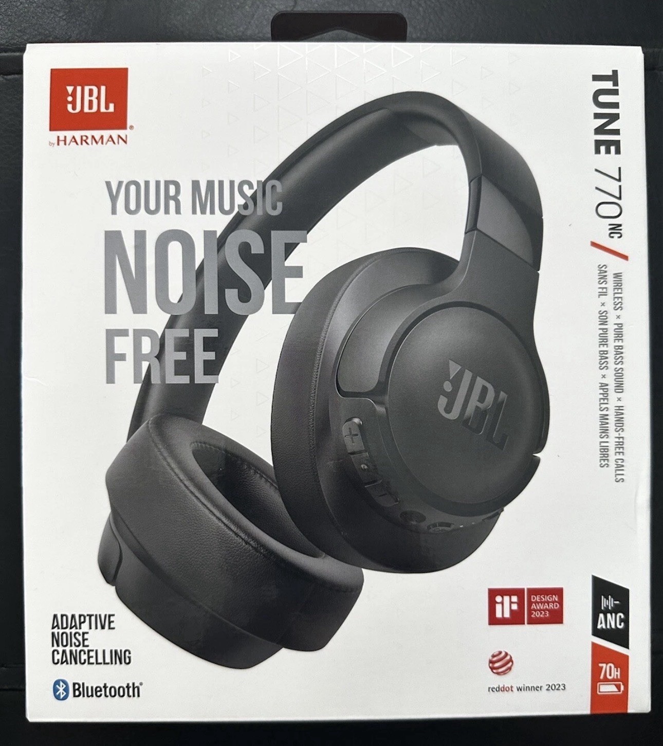 JBL Tune 770NC Adaptive Noise Cancelling Wireless Headphones Over Ear Black New