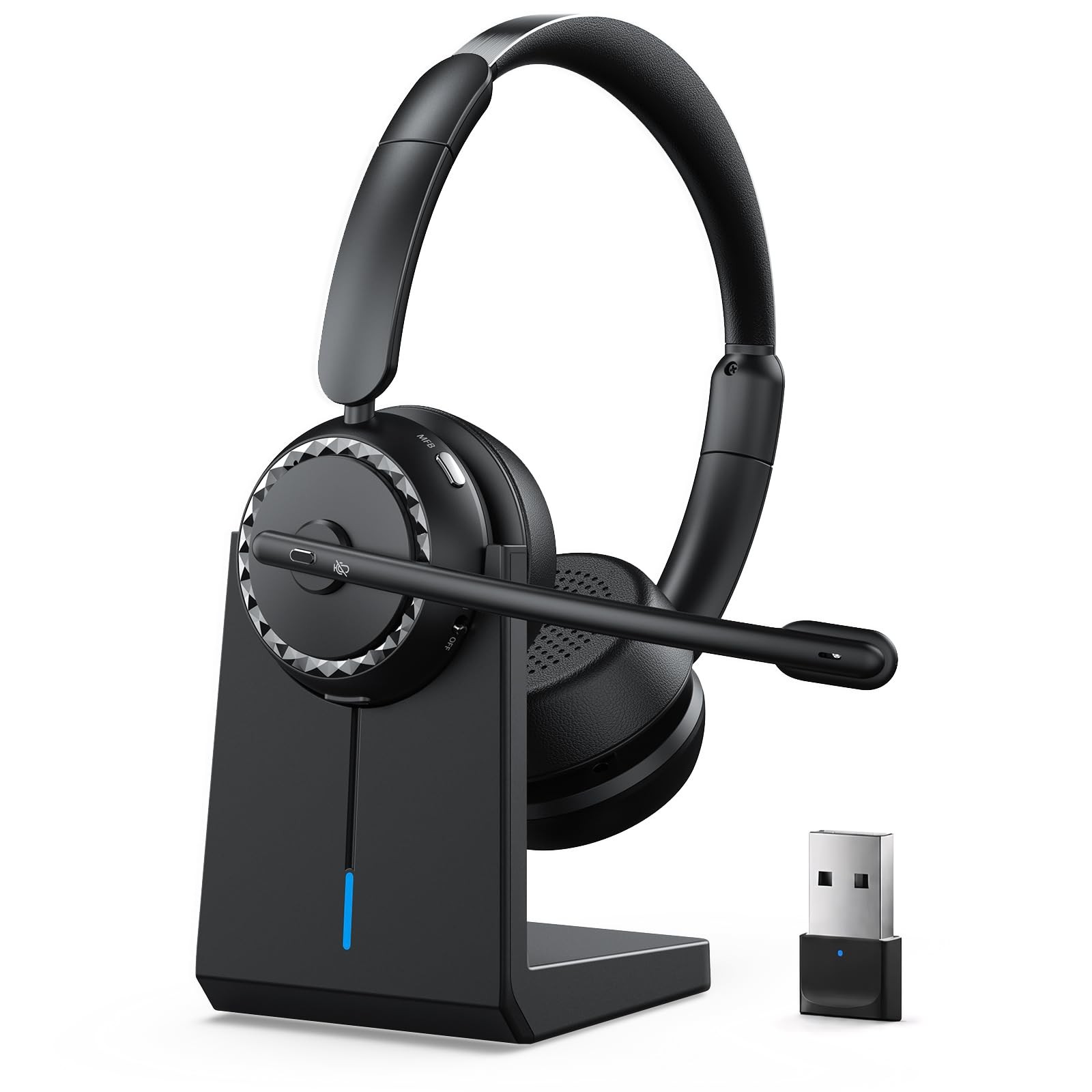 Wireless Headset with Mic for Clear Work Calls, Bluetooth 5.2 Headset with No…
