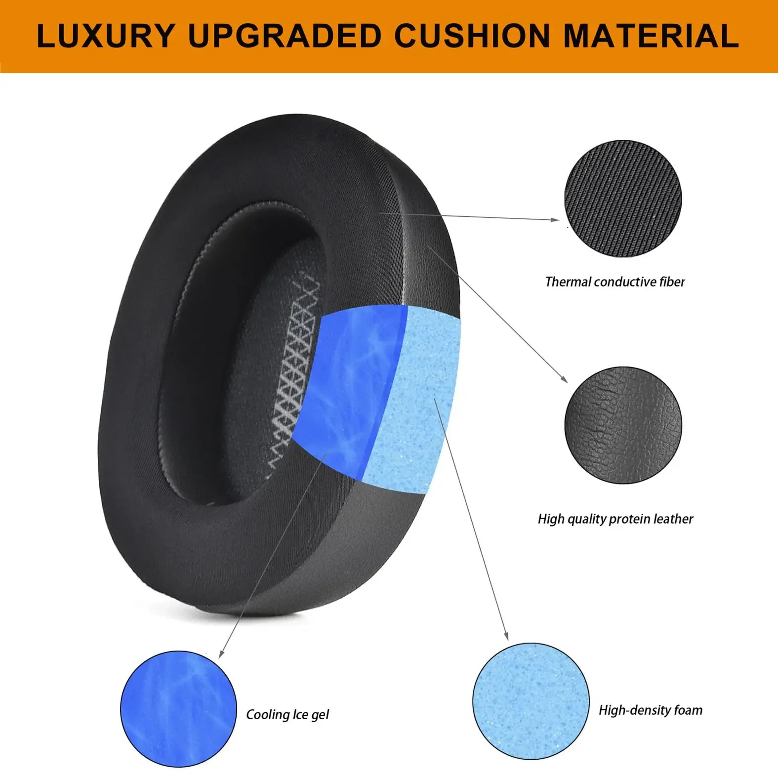 Cooling Gel Ear Pads Replacement Cushions Earmuff For JBL Live 500BT Headphones