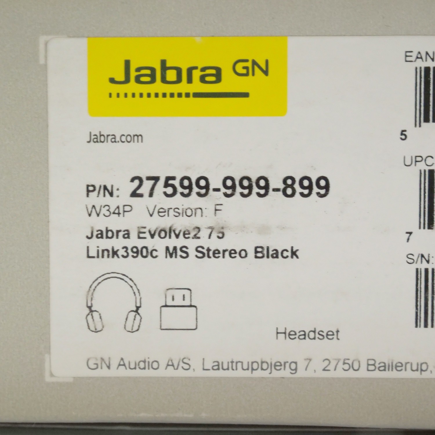 Jabra Evolve2 75 USB-C Black Wireless Stereo Headset HSC150W 27599-999-899