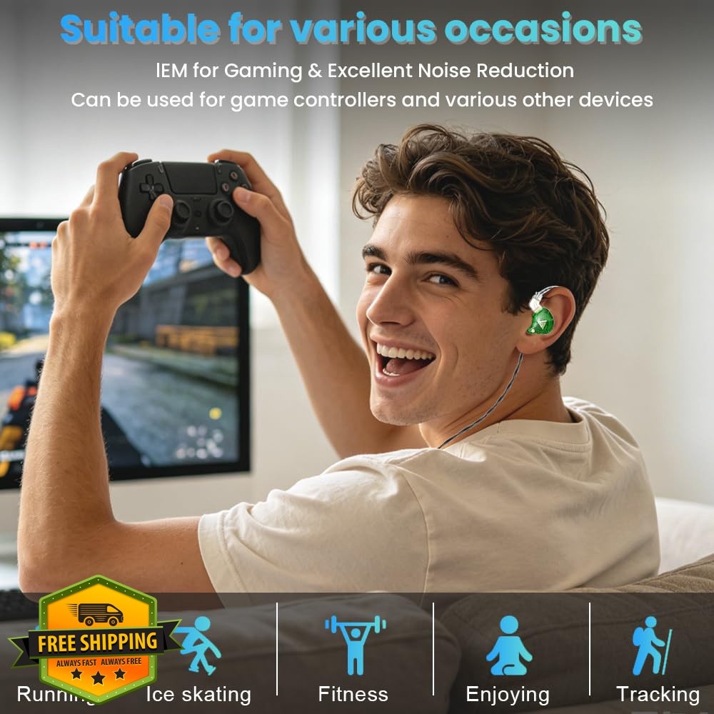 Yeabomy Green Wired Gaming Earbuds QKZ AK6 PRO