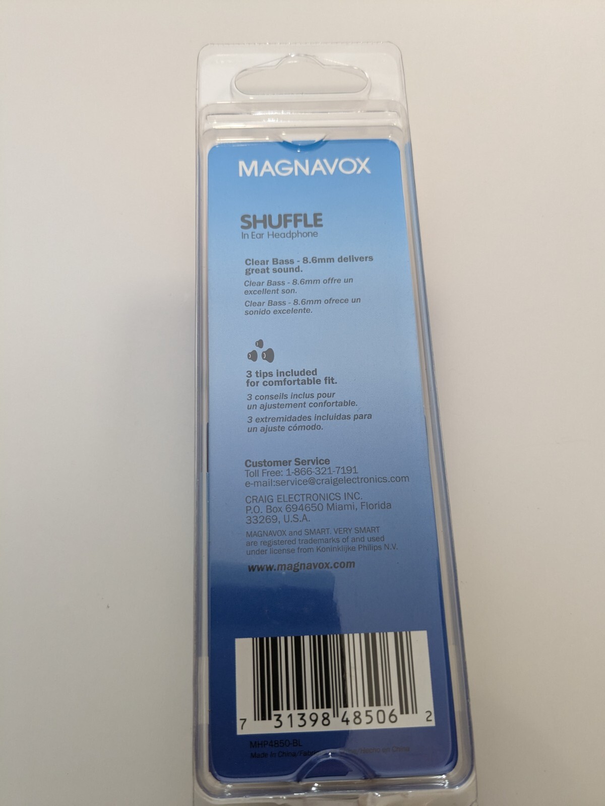 Magnavox Shuffle In Ear Headphone Clear Bass Blue 2 pack