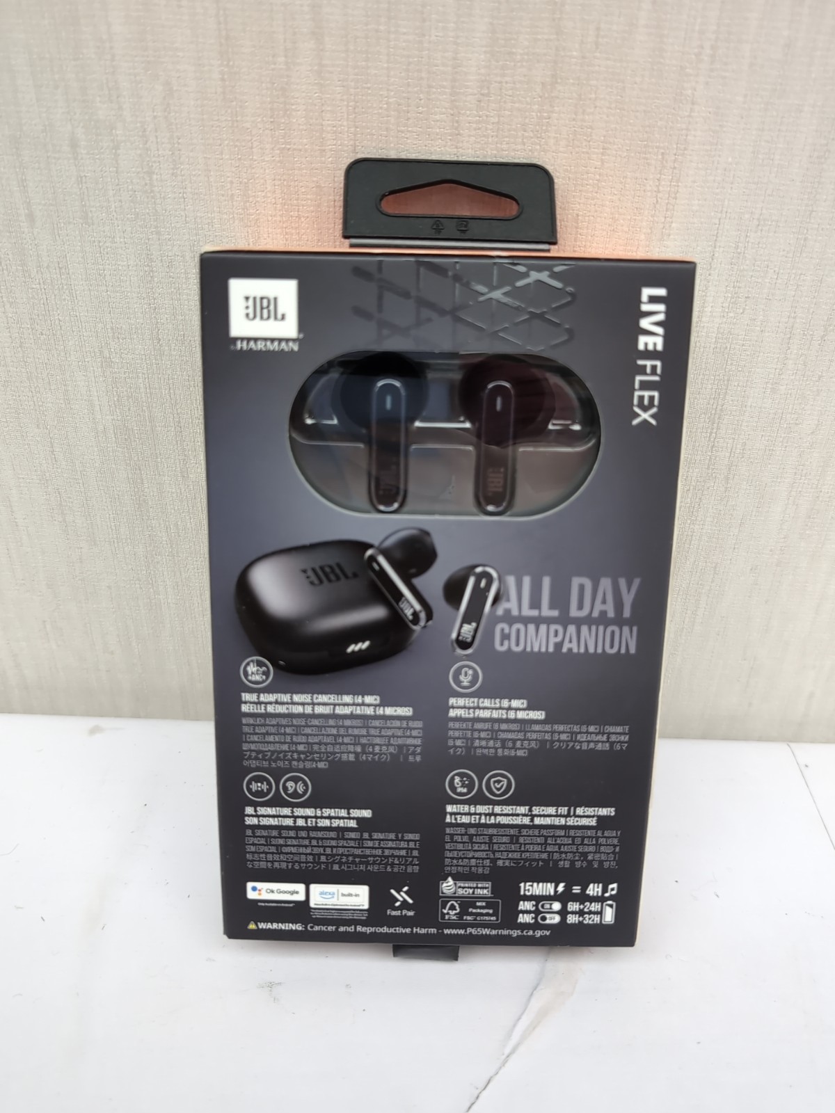 JBL Earbuds Headphones Live Flex Perfect Fit Ear Buds Black New SEALED A12