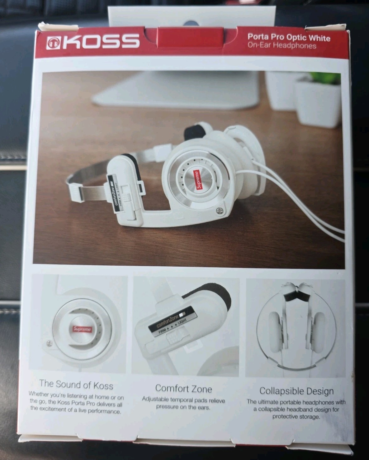 Supreme x Koss PortaPro Headphones WHITE FW23 NEW DS 3.5mm On-Ear