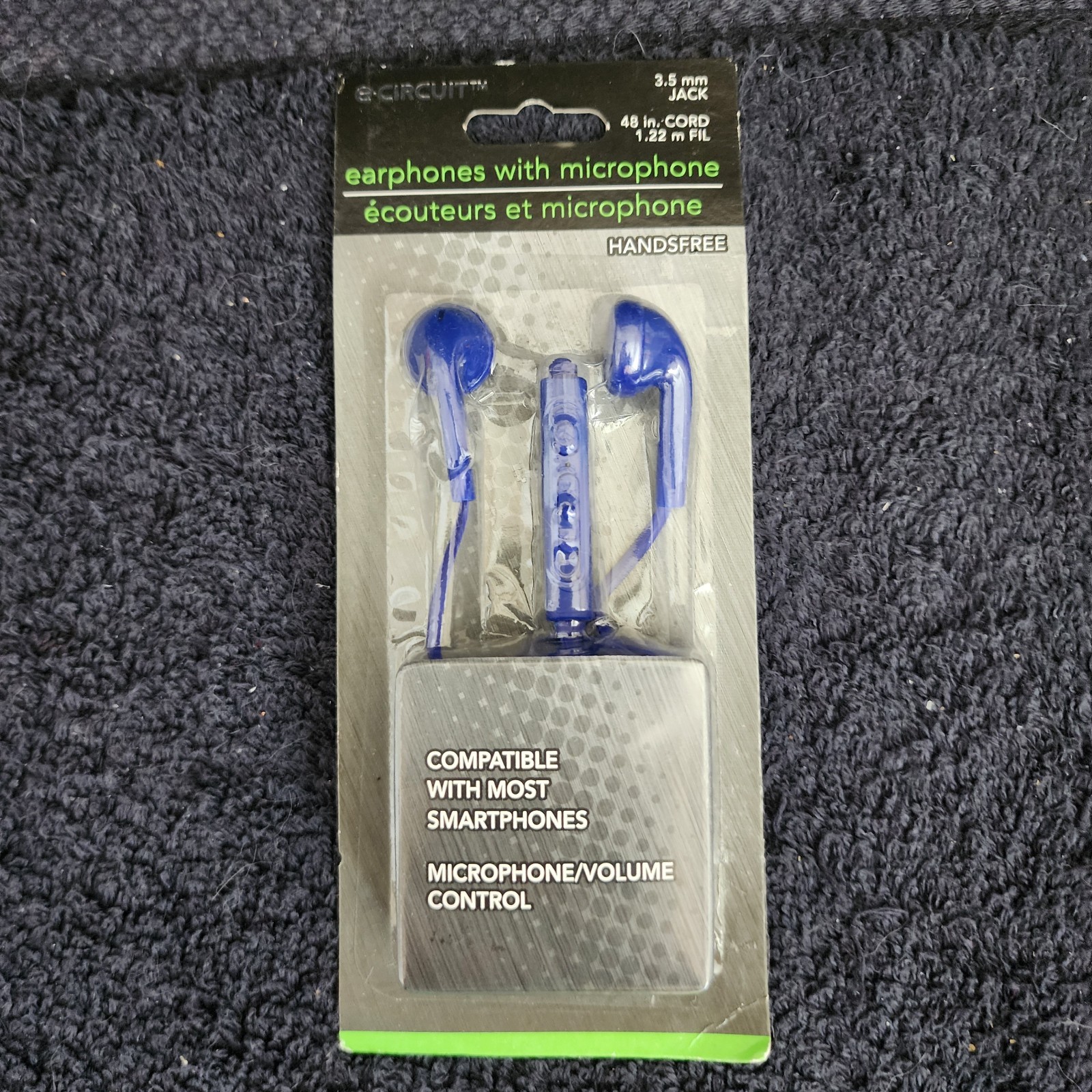 E-Circuit Earphones with microphone, Handsfree, Blue, 3.5 mm JACK 48 “cord