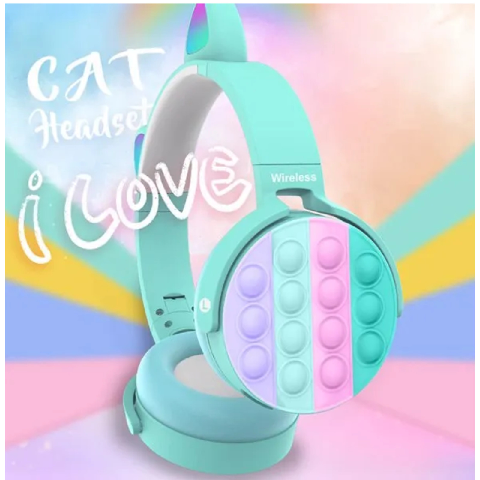 Stress Reducing Headphones Kids Bluetooth Fidget Pop Bubble Sensory Toy Wireless