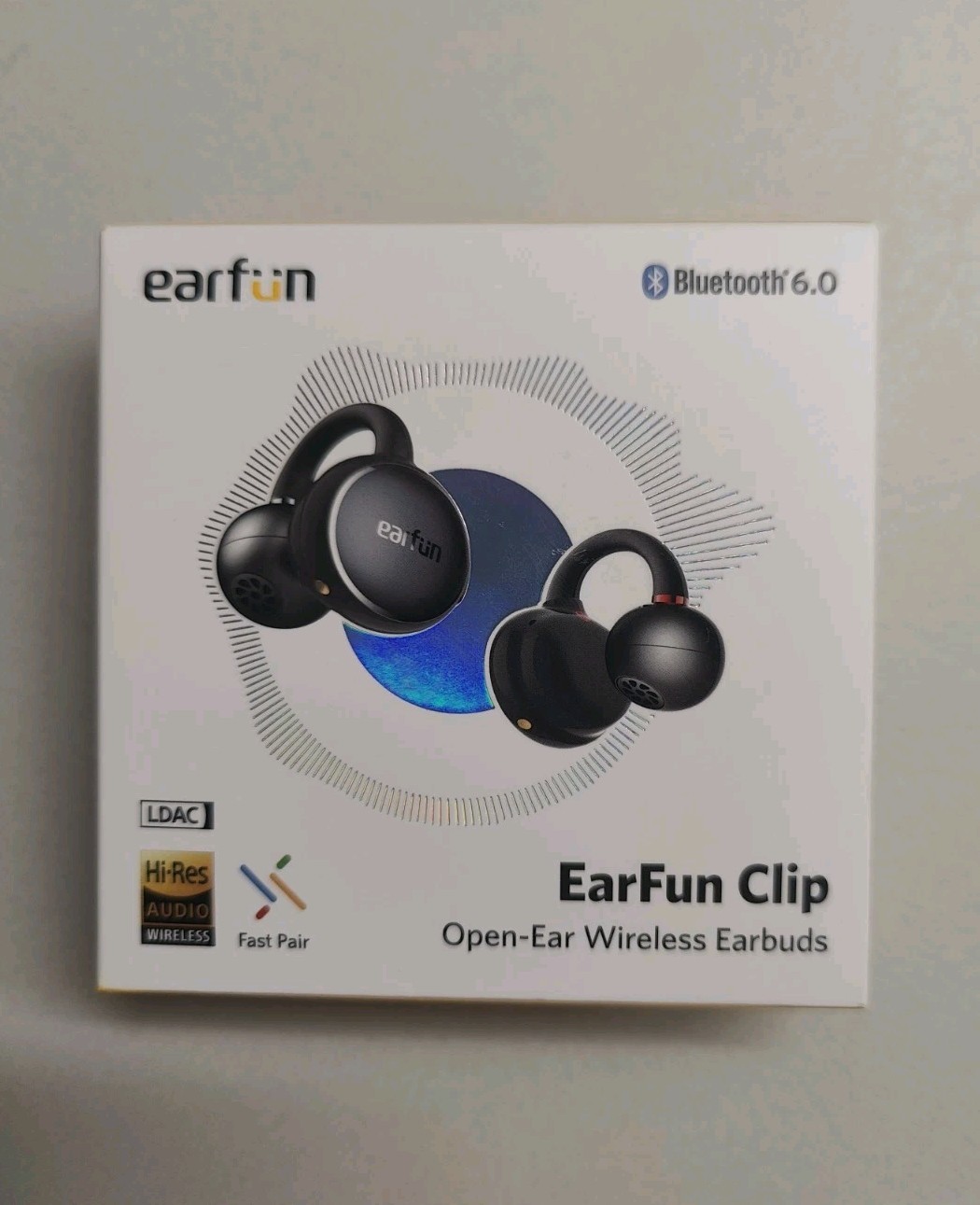 EarFun Clip Ear Cuff Earphones Bluetooth 6.0 LDAC Open Ear Earbuds, Silver Gray