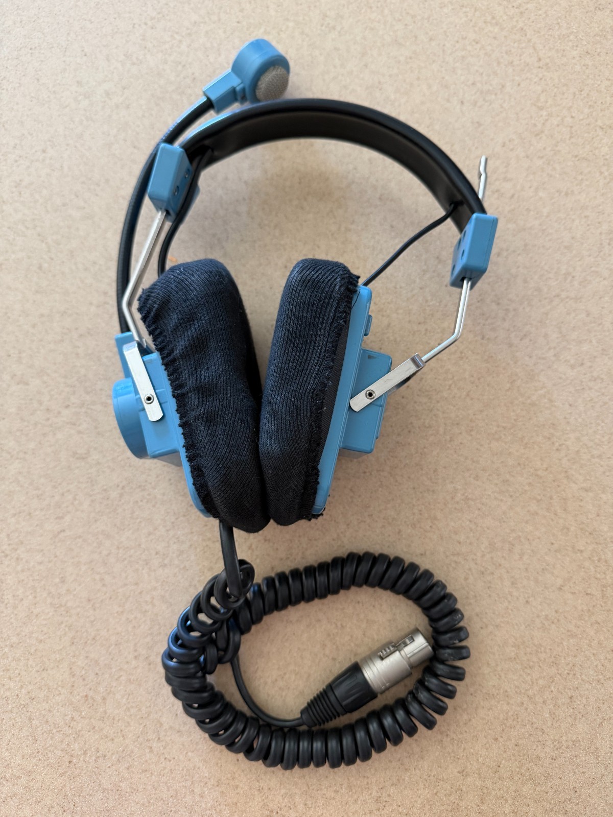 Vintage Clear-com Blue Dual Muff Production Headset 4-Pin Female XLR