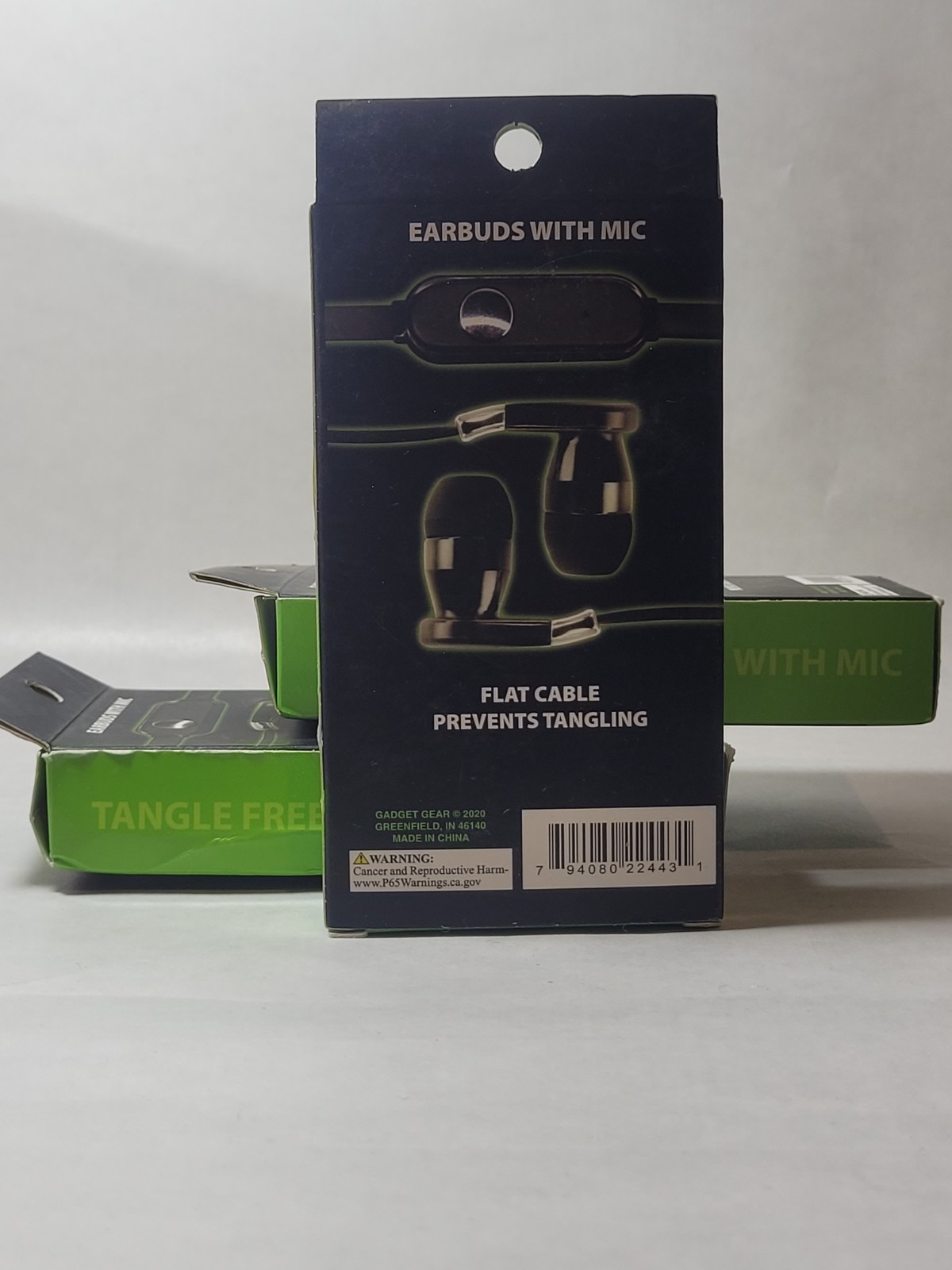 Gadget Gear Black Lot Of 3 Tangle Free Earbuds With Mic