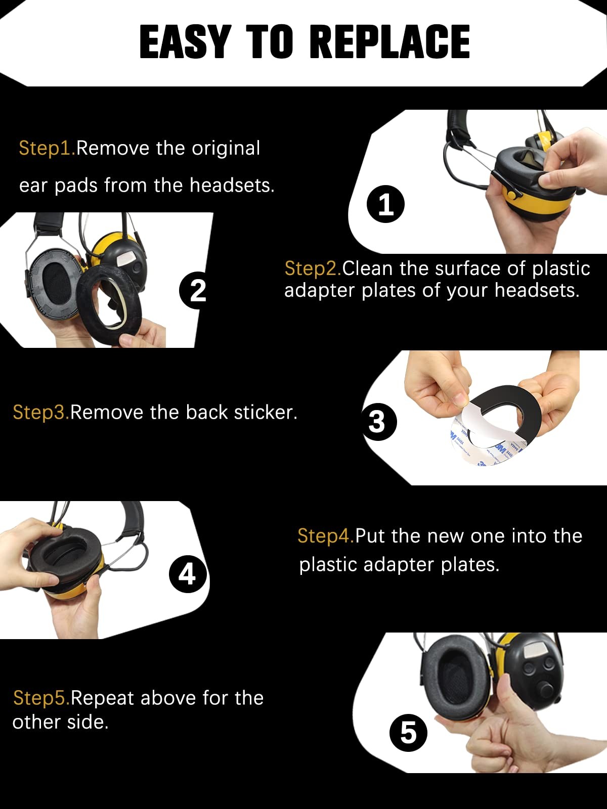 PROHEAR FEP01-1Pair Replacement Foam Ear Pads (Upgraded) for 3M WorkTunes Connec