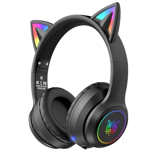 Cat Ear Bluetooth Headphones for Kids & Adults, 55H Play Time, Wireless Foldable