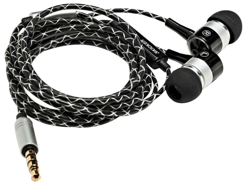 Kicker 46EB54 In Ear Earbuds Black Wired Stereo Audio with Built In Mic