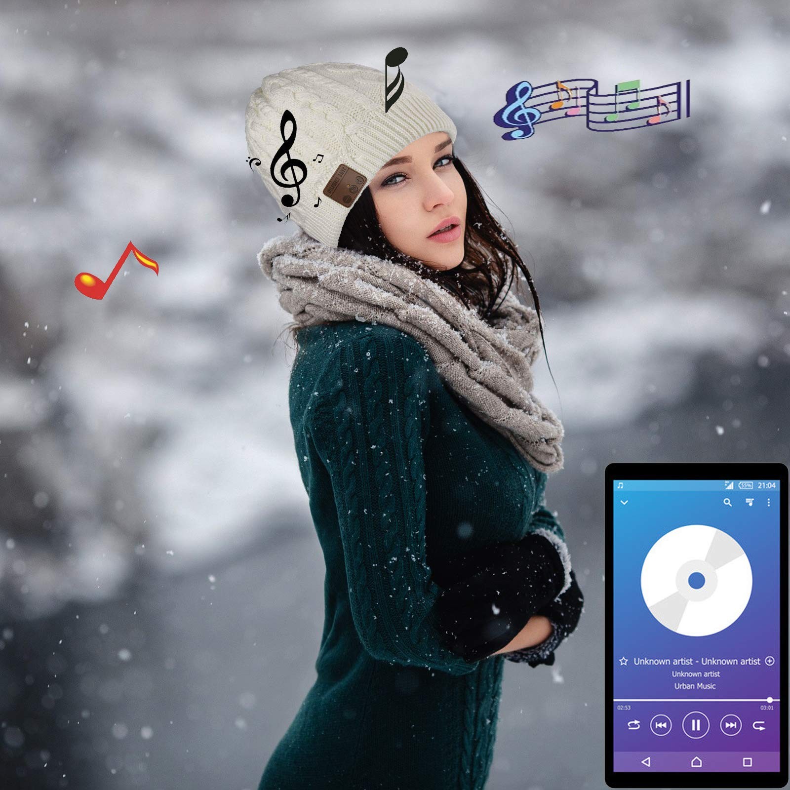 Wireless Hat Music Beanie Women Beanie Headphones V5.0 Wireless Men Headset B…