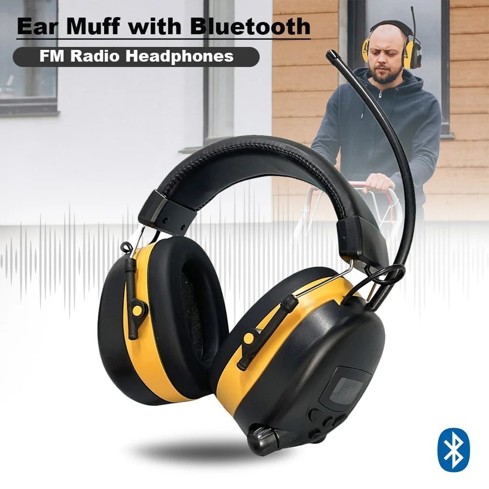 FM Radio Headphones with Digital Display 30dB FM Hearing Protection Earmuffs