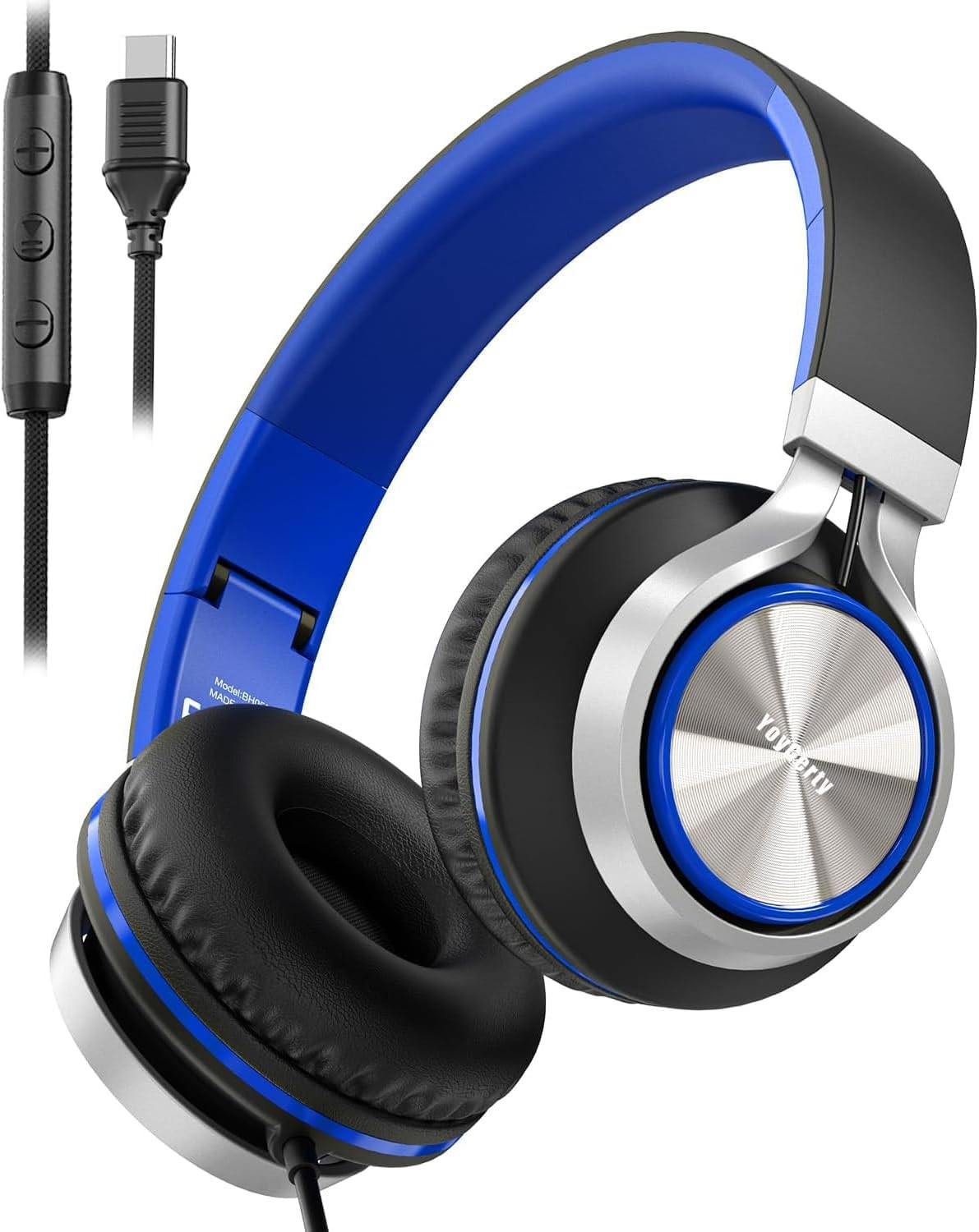 Upgraded USB Type C Wired Headphones, Foldable Over-Ear Headphones with Mic and