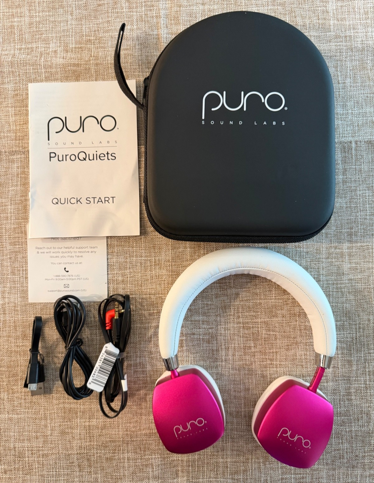 Puro Sound Labs PuroQuiets Vol. Limiting Bluetooth Headphone Pink (Never Used)