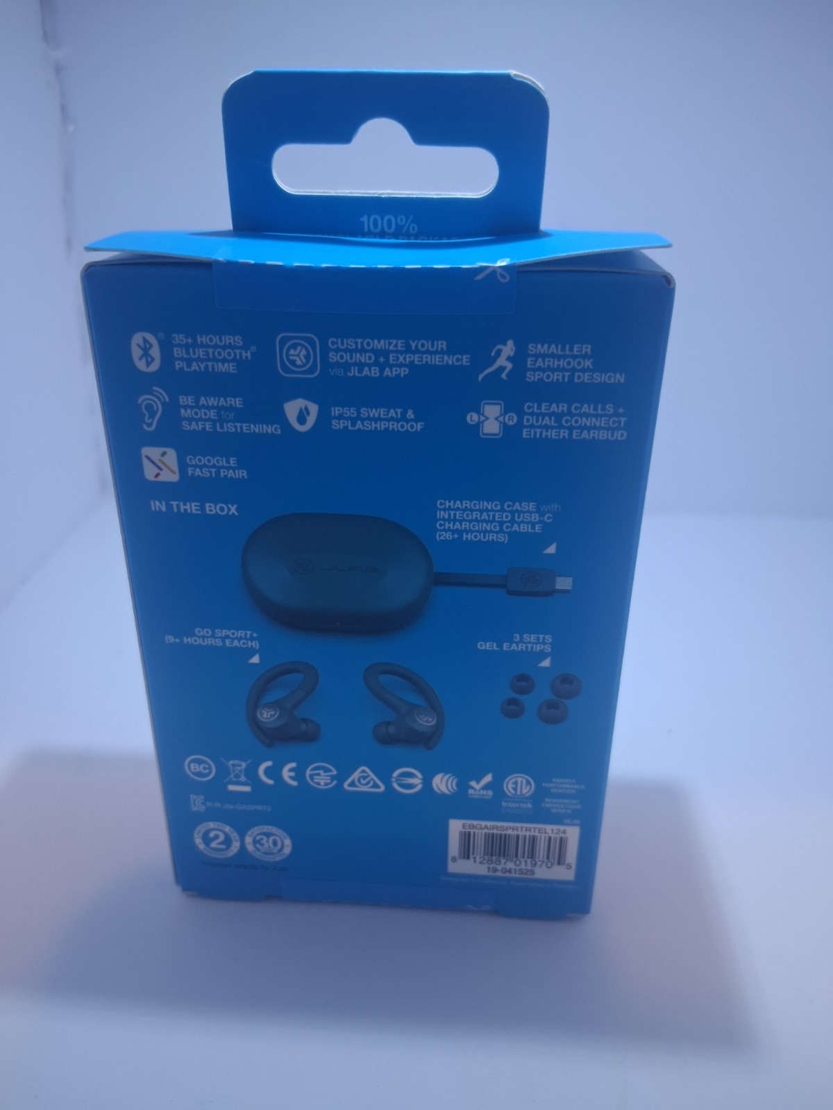 JLab Go Sport+ True Wireless Bluetooth Earbuds Teal IP55 Google Fast Pair