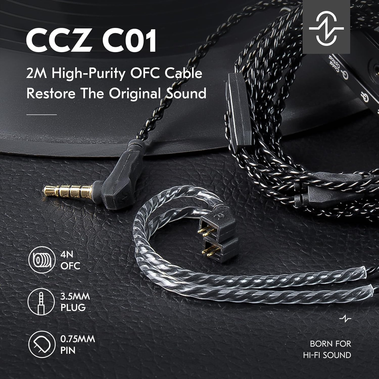 KZ ZS10 PRO in Ear Monitor Earphone Cable, 2Meter Long IEM Cable with Mic, CCZ 4