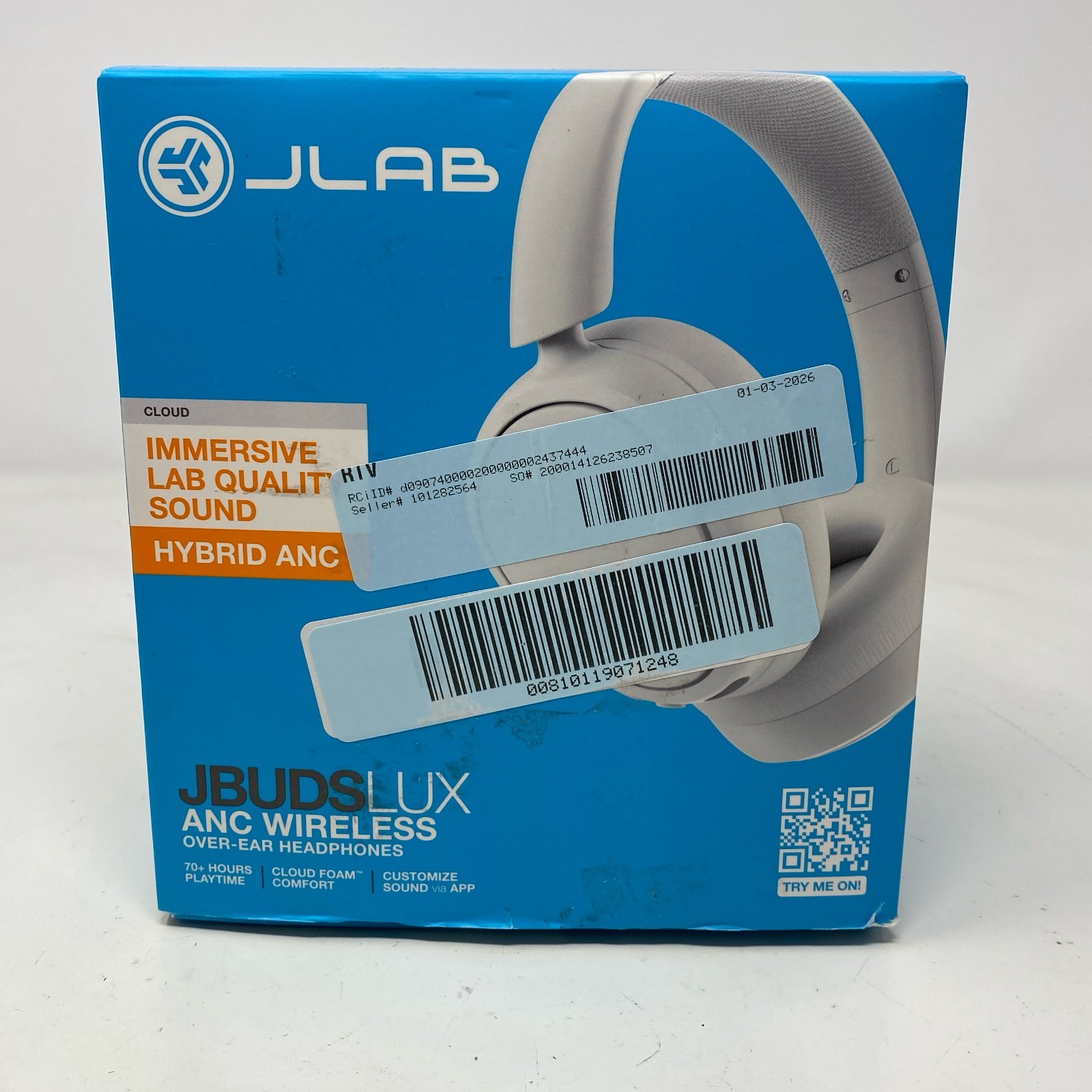 JLab JBuds Lux ANC Wireless Over-Ear Headphones Cloud White