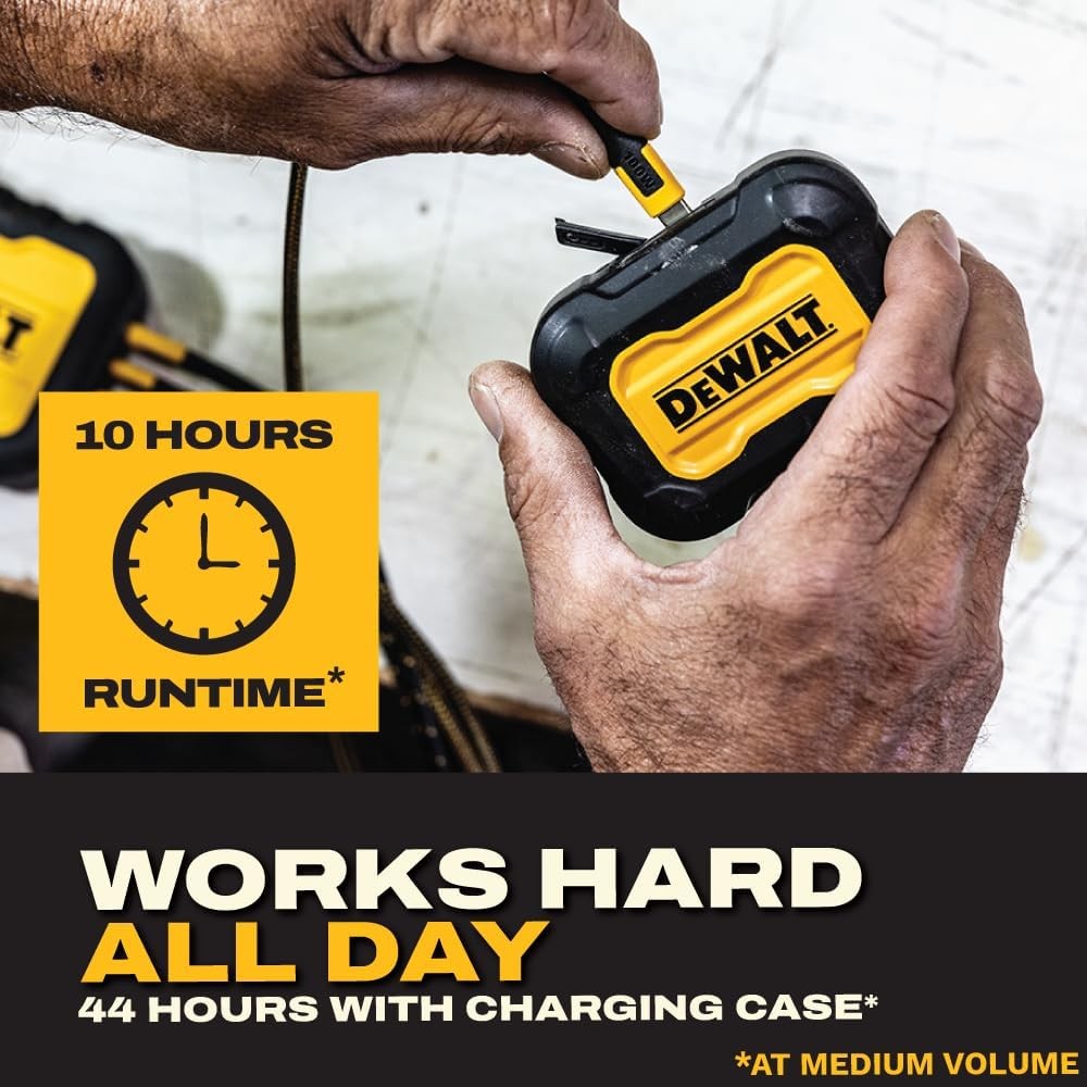 DEWALT Heavy Duty Open Ear Headphones, Bluetooth 5.3 Wireless Earbuds IP55, 4…