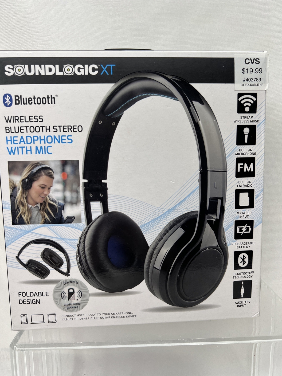 Soundlogic XT Wireless Bluetooth HeadPhones With MIC Black Foldable On Ear