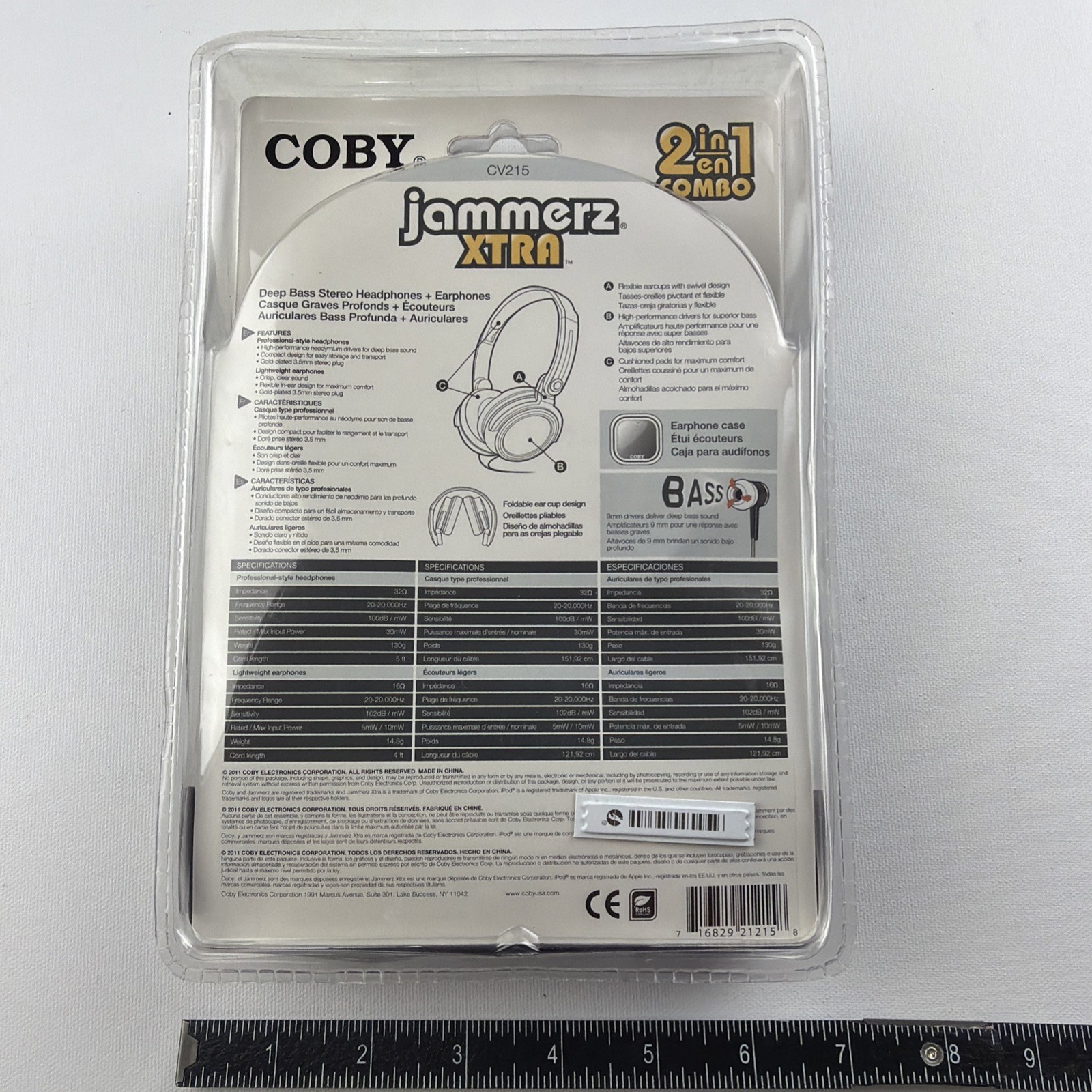 COBY Jammerz XTRA Deep Bass Stereo Headphones Earphones 2in1 Combo