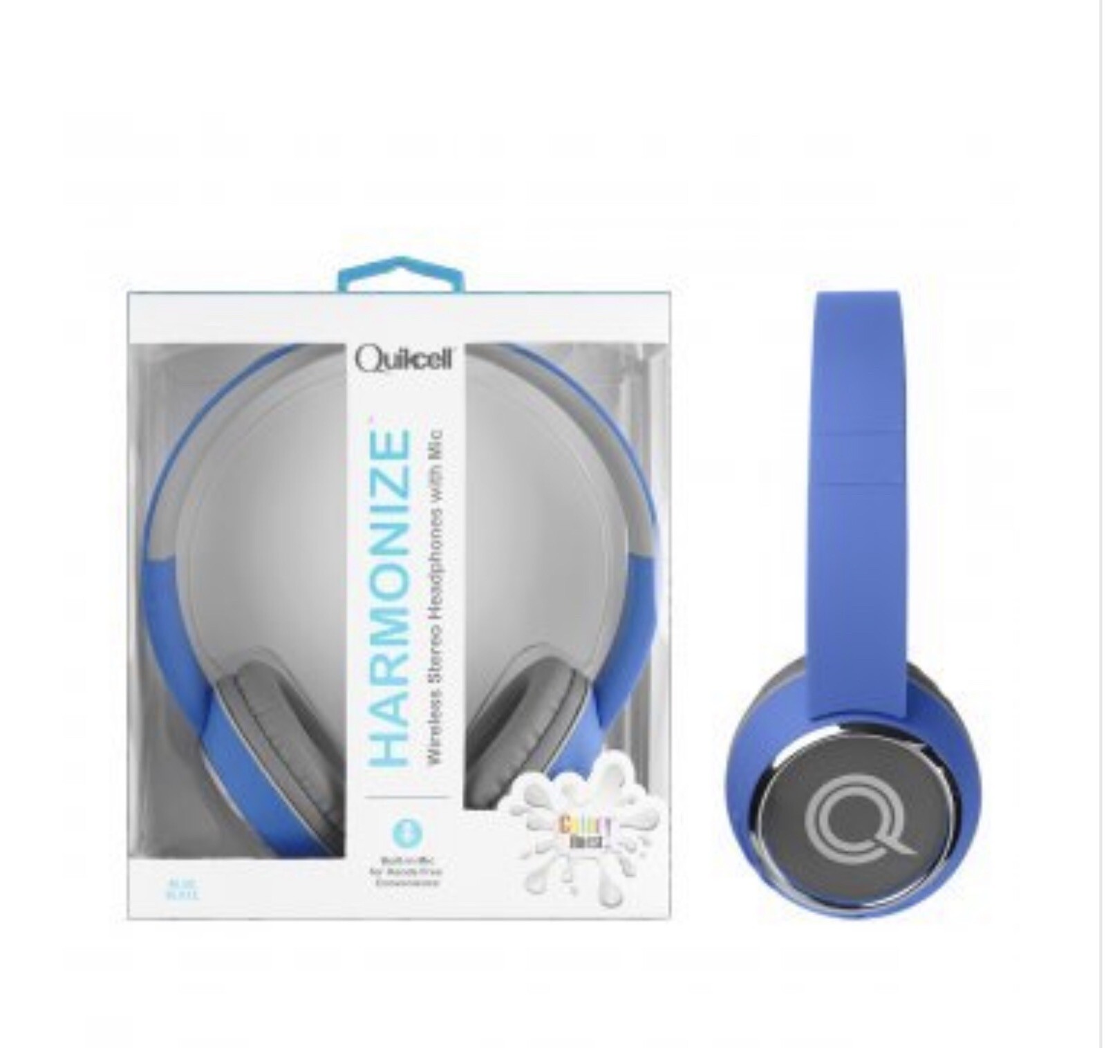 NEW Quikcell Wireless Stereo Headphones W/built In Mic – Blue – Hands Free