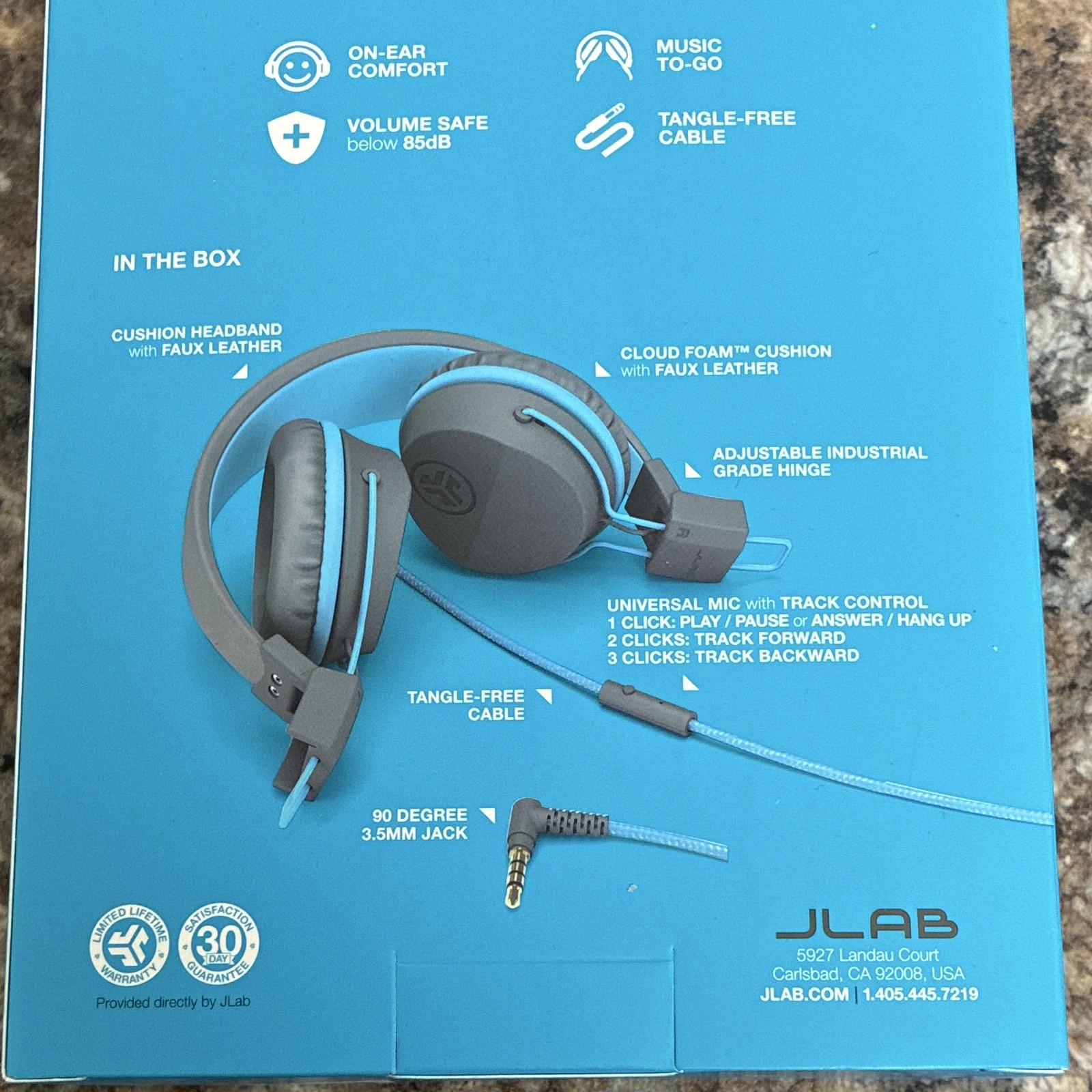 JLab JBuddies Studio On-Ear Foldable Volume-Limited Mic 3.5mm Gray/Blue