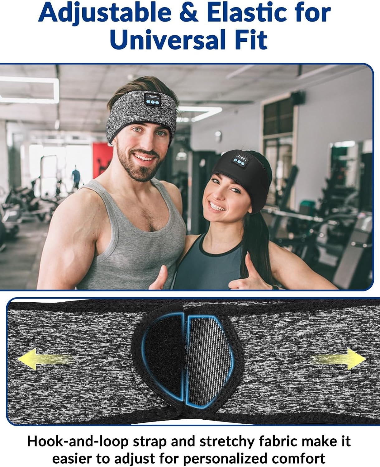 2-Pack Sleeping Headphones, Adjustable Hook-And-Loop, Bluetooth Headband Headpho