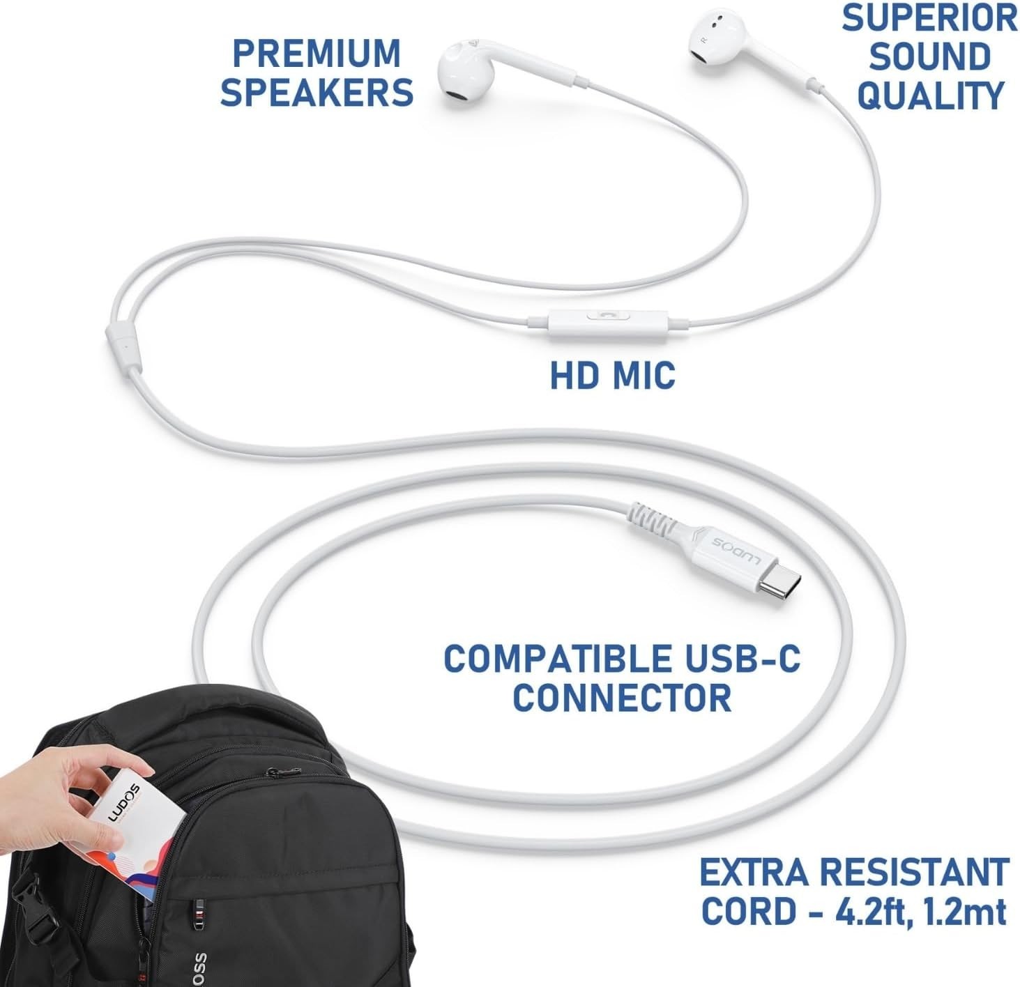 In Ear USB C Headphones for Music Gaming Travel Compatible with Multiple Devices