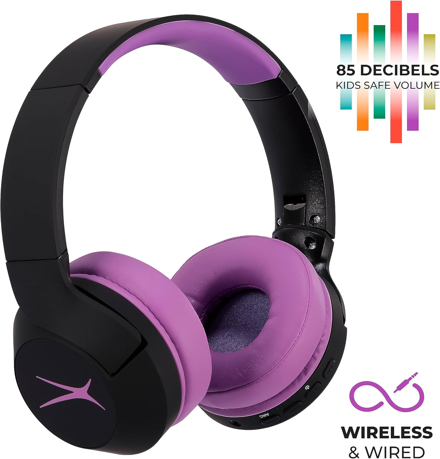 Kid Safe Noise Cancelling Wireless Headphones 15H Battery, 85Db Volume Limit, Fo