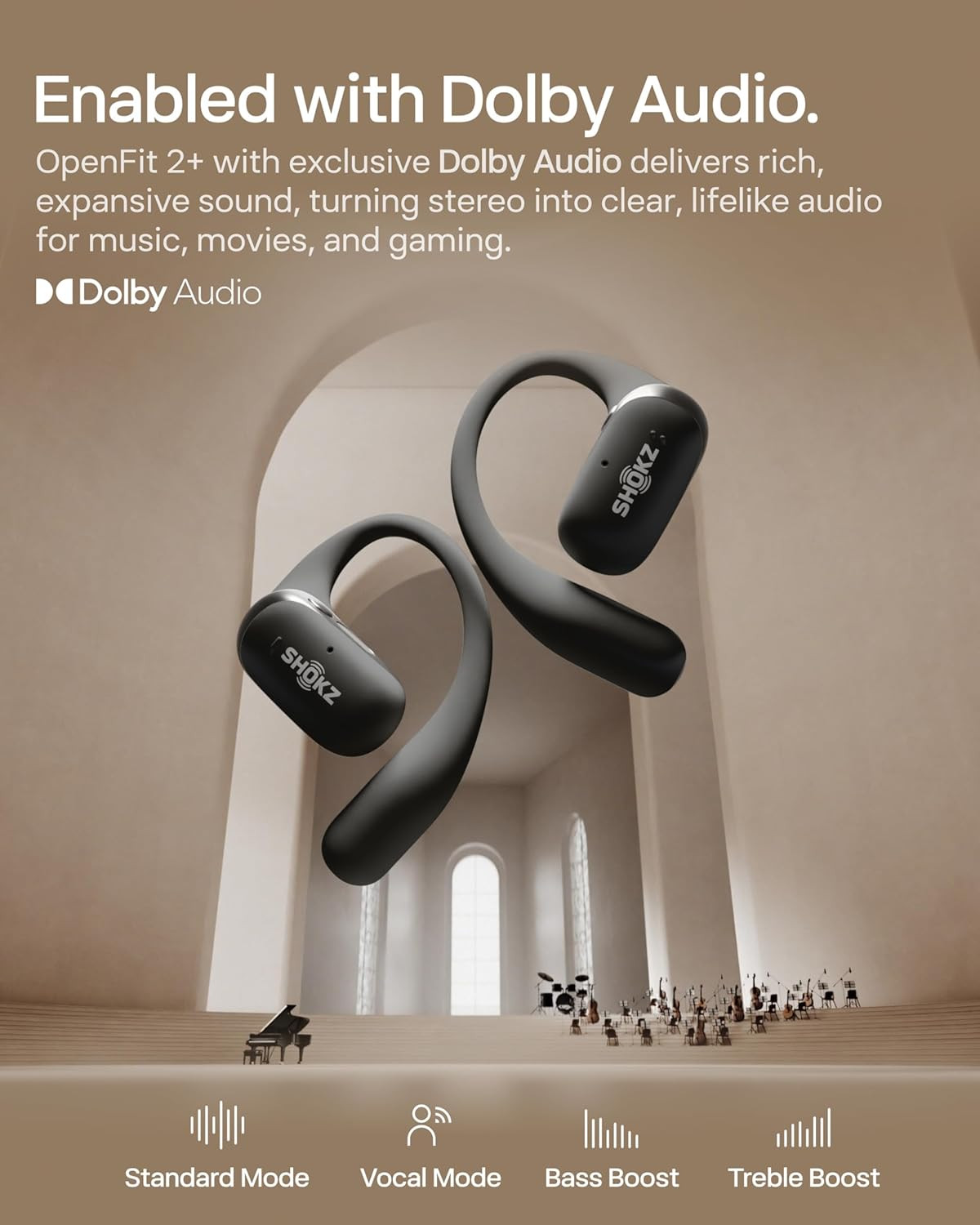 SHOKZ NEW Openfit 2+ Open-Ear Headphones, Dolby Audio Enabled, Comfortable Earbu