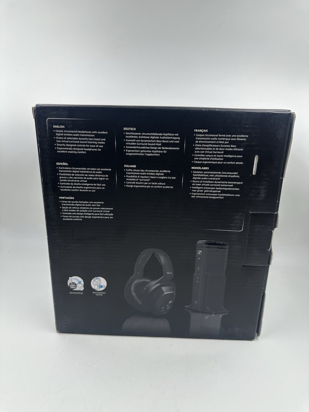 Sennheiser Over Ear RF Wireless Surround Sound TV Headphones RS 175-Complete