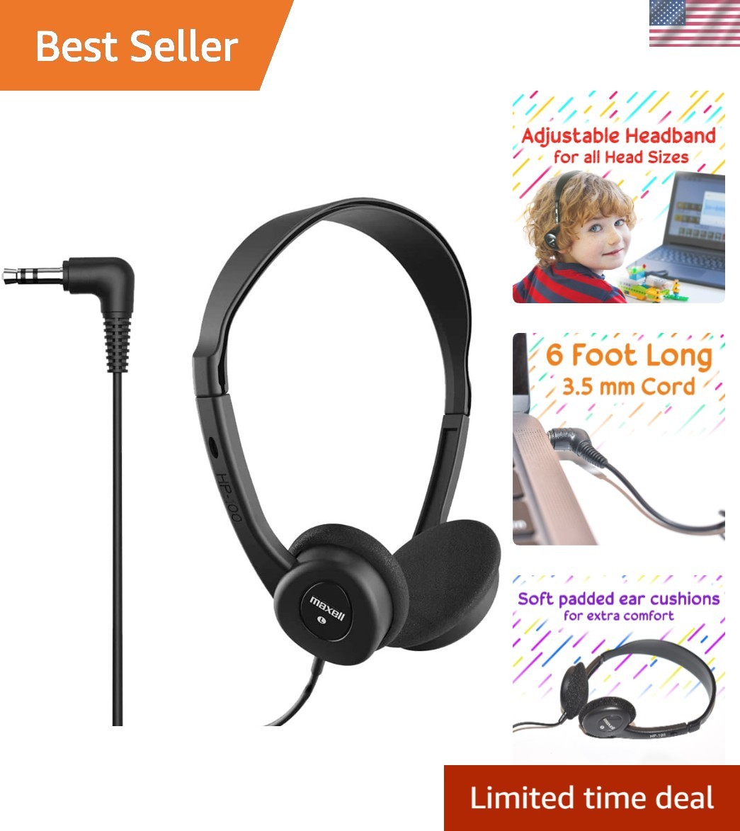 Lightweight Wired Stereo Headphones with Adjustable Headband & Sound Isolation