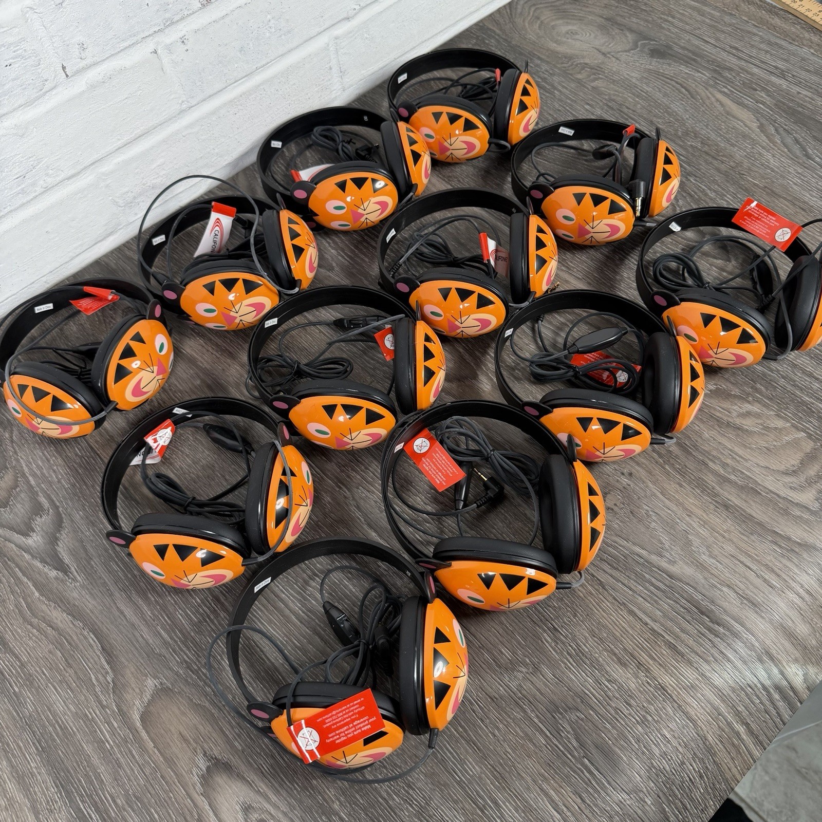 Lot of 12 Califone Kids Tiger Headphones Listening First Stereo 2810-TI Wired