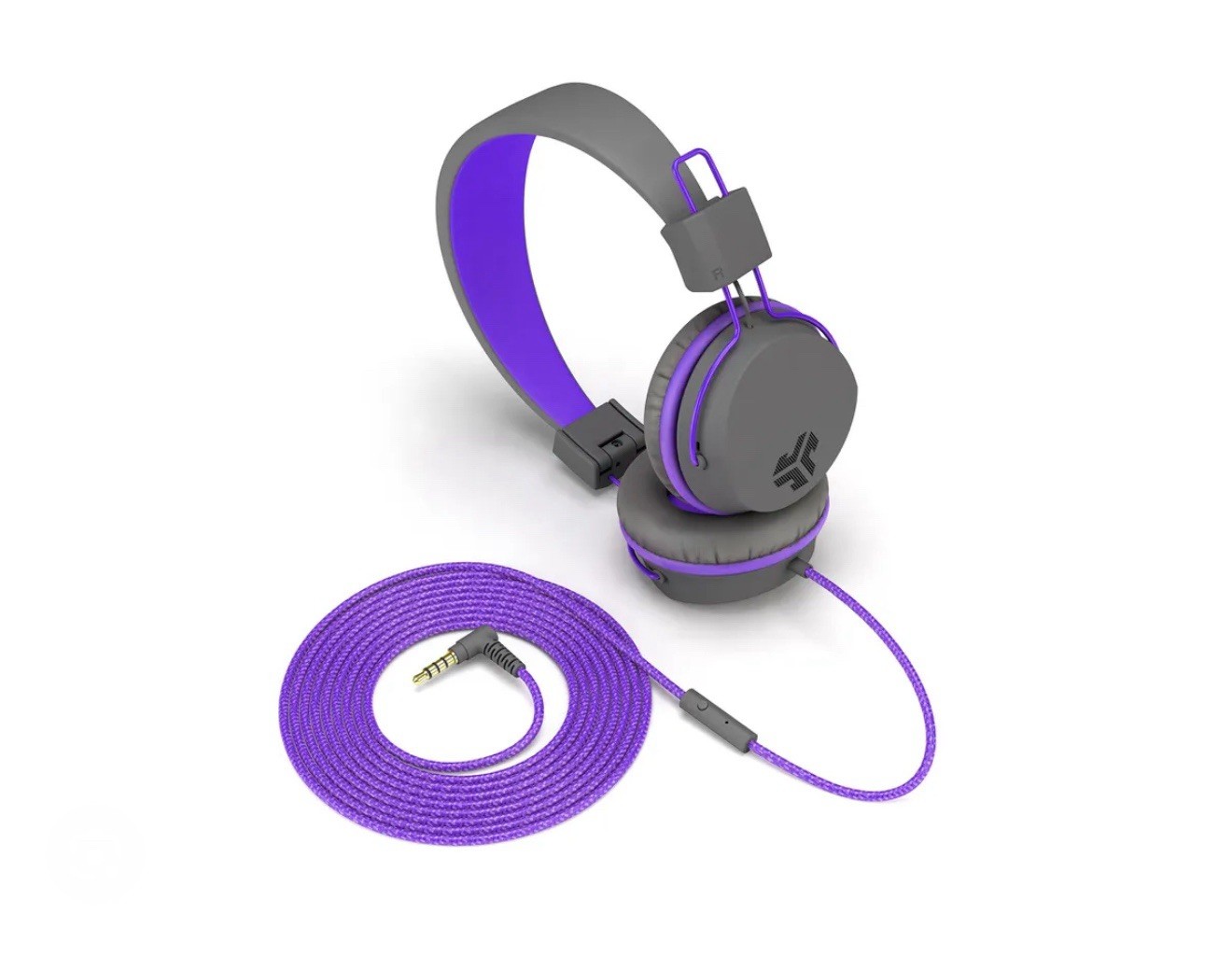 JLab JBuddies Studio On-Ear Kids Wired Headphones, Graphite/Purple