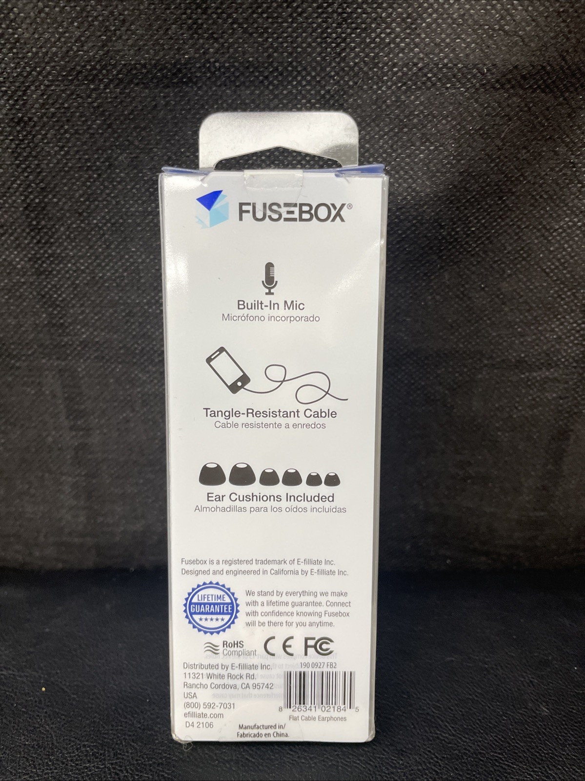 FuseBox Earbuds Wired Built In Mic Flat Cable Tangle Free (White) 190-0927-FB2