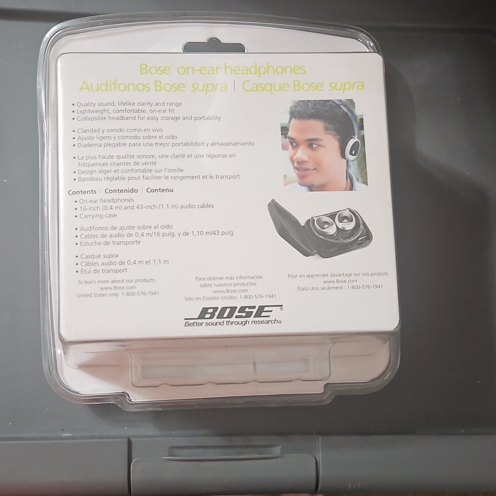 Bose Supra On-Ear Headphones Gray/Silver 3.5mm Foldable w/0.4m & 1.1m