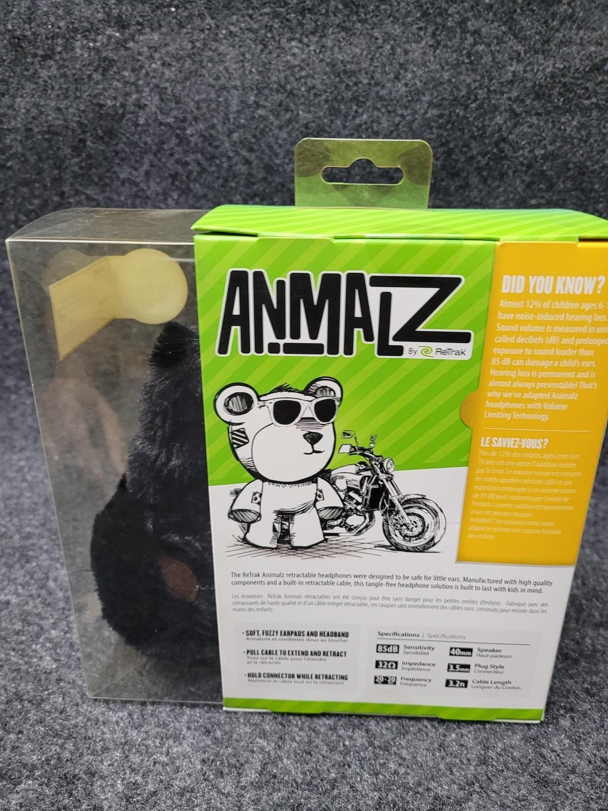 ReTrak Animalz Biker Bearz Kids Retractable Headphones Volume Limiting Safe 85dB