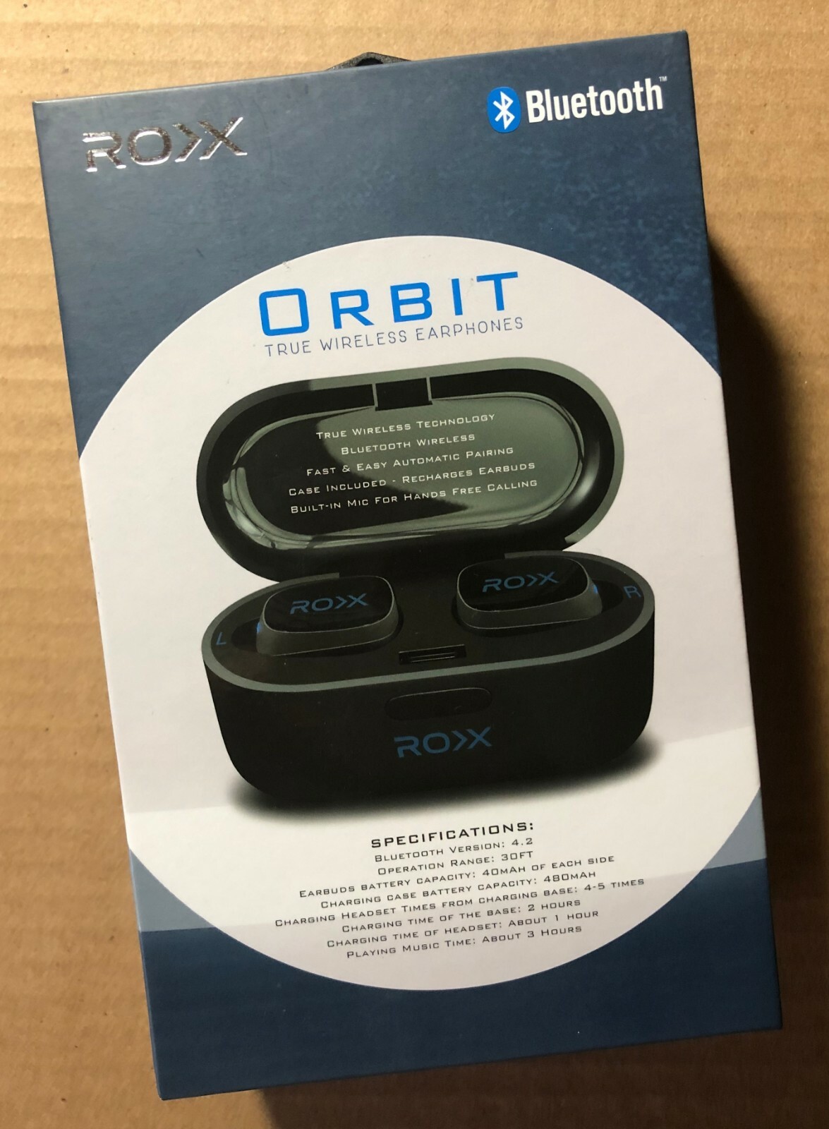 Roxx Gear Orbit True Wireless Bluetooth 4.2 Earphones w/ Recharge Case (Black)