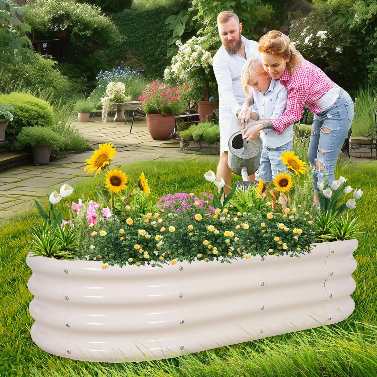 Raised Garden Bed Kit 4x2x1ft – Metal Planter Boxes for Vegetables & Flowers